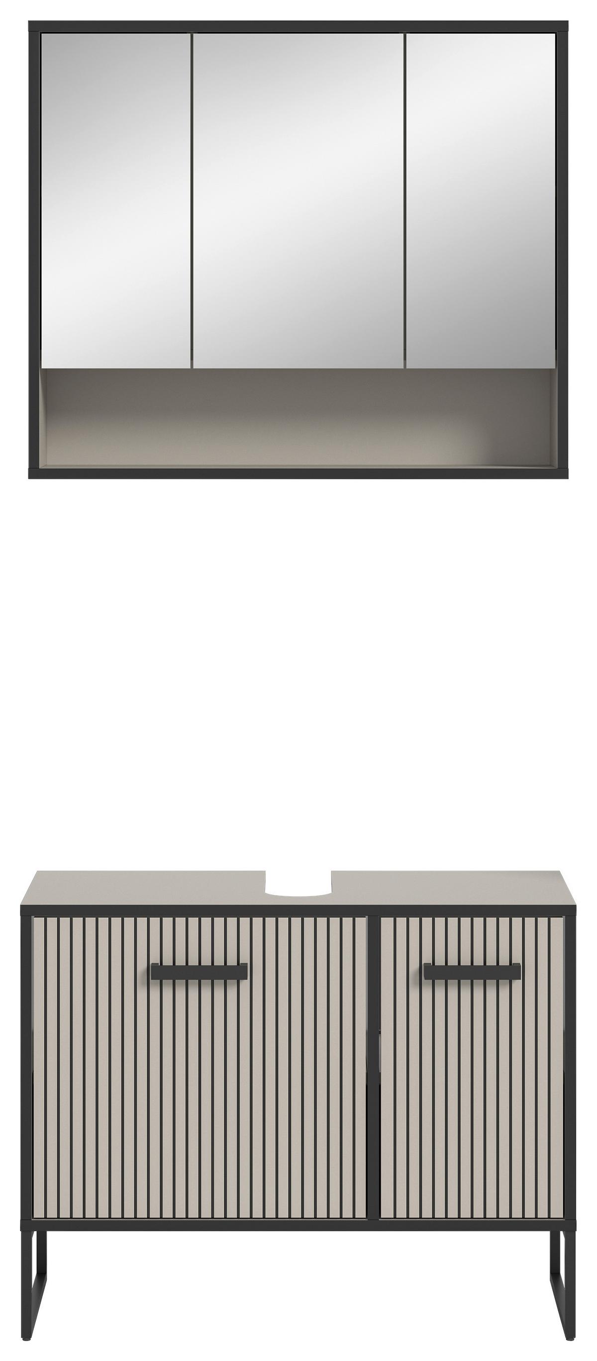 Badezimmer Bagno Schwarz/kaschmir B: 80cm - Kaschmir/Schwarz, MODERN, Holzwerkstoff (80cm) - MID.YOU