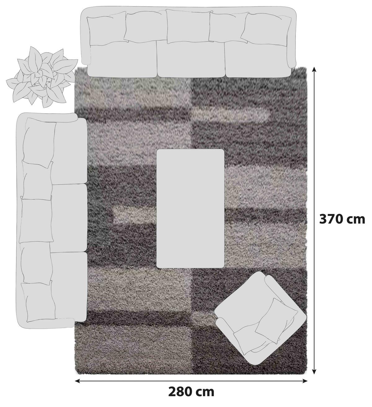 Hochflor Teppich Taupe Gala 280x370 cm - Taupe, Design, Textil (280/370cm)