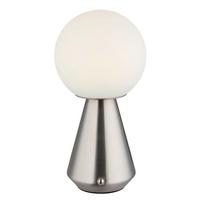 Akku-tischleuchte Sora Weiß Nickelfarben D:12cm - Weiß/Nickelfarben, Design, Kunststoff/Metall (12/23,5cm) - Globo