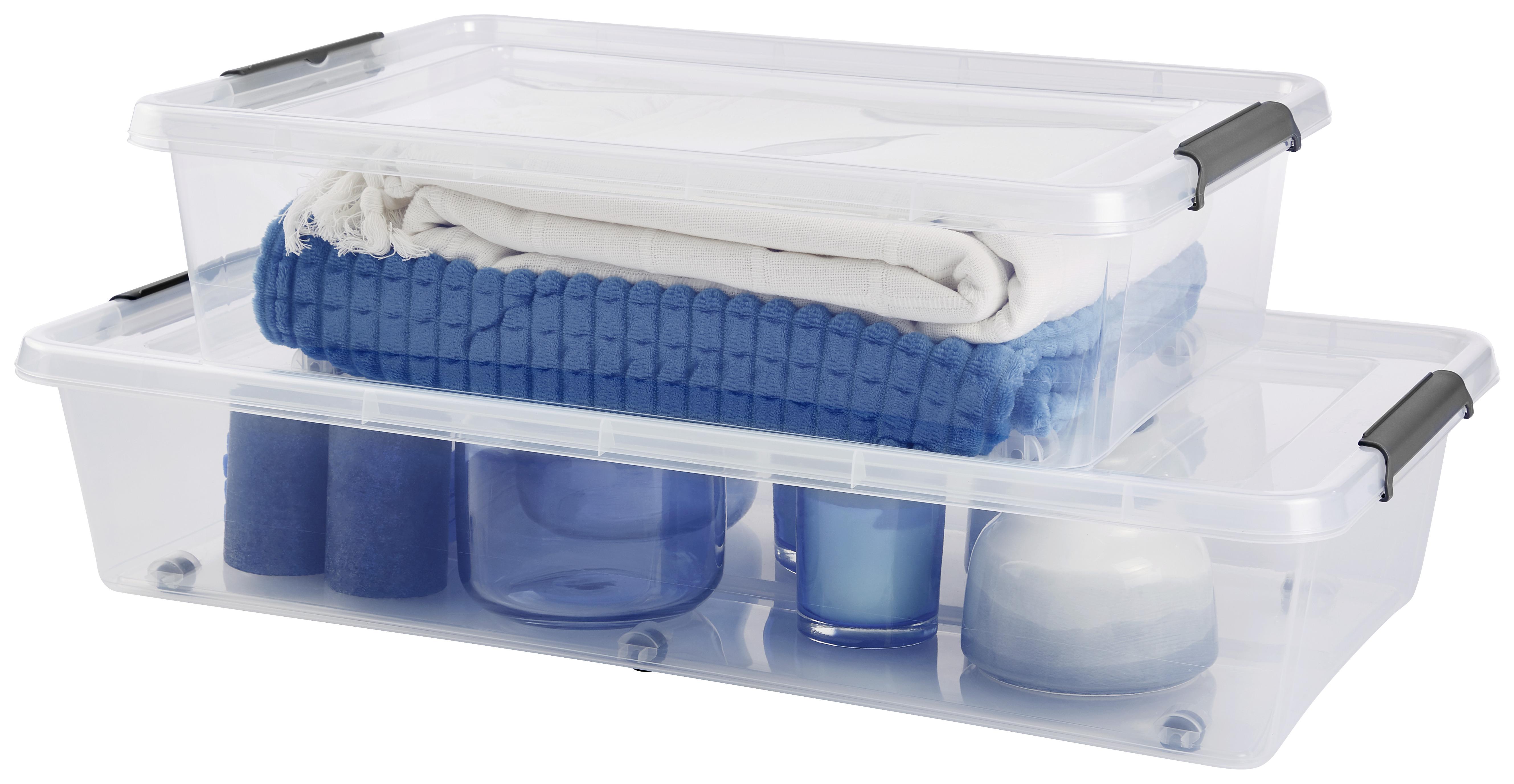 Unterbettroller mit Deckel Lars 35l, 76x39x16 cm - Transparent, Basics, Kunststoff (76/39/16cm) - Homezone