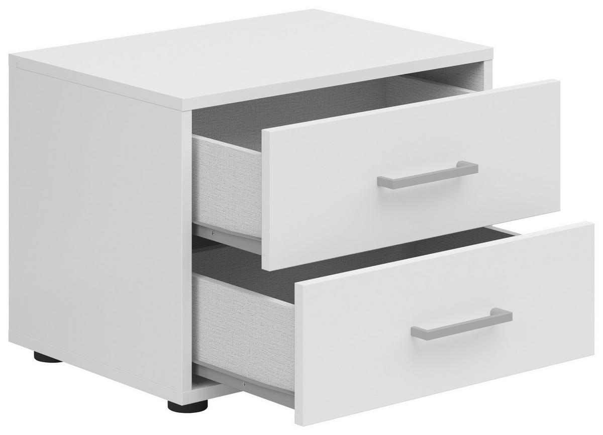 Nachtkästchen Smart Ii Weiß Dekor, 2 Laden, B: 50cm - Silberfarben/Weiß, KONVENTIONELL, Holzwerkstoff (50/37,7/35cm)