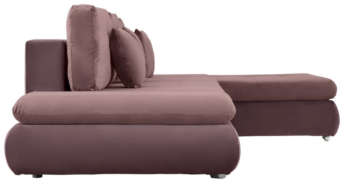 Rohová sedačka ENRICO, oboustranná, šeříková - černá/barvy chromu, Konvenční, kov/textil (303/88/185cm) - Based