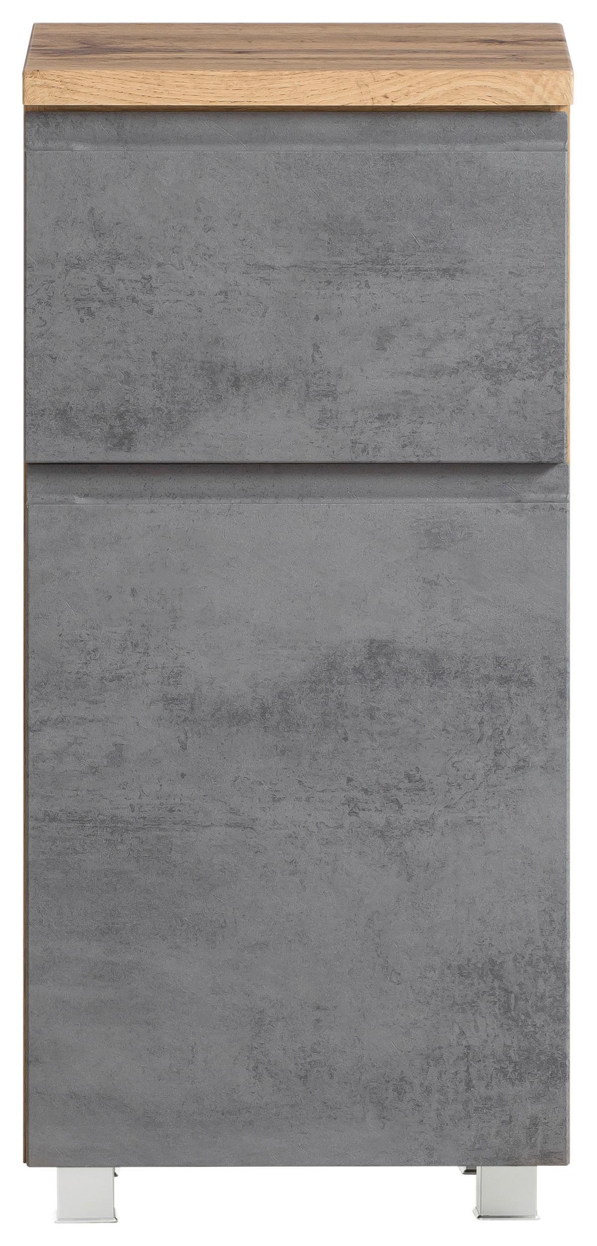 Unterschrank Varese B: 40 cm Hellgrau/Eiche Wotan - Eiche Wotan/Hellgrau, MODERN, Holzwerkstoff (40/79/35cm) - Held