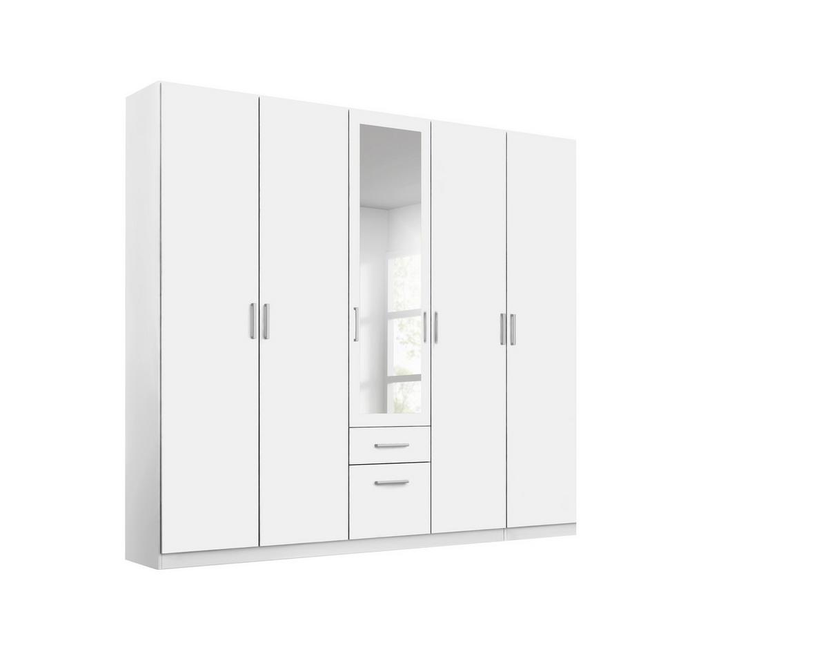 Drehtürenschrank Mit Spiegel B: 226 Cm Bingen Weiß - Weiß, MODERN, Holzwerkstoff (226/229/54cm) - Rauch Möbel