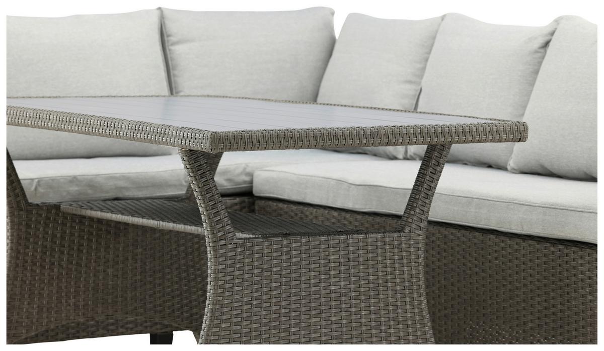 Loungegarnitur 3-Tlg Brentwood aus Kunststoff mit Kissen - Grau, KONVENTIONELL, Kunststoff - Gardenson