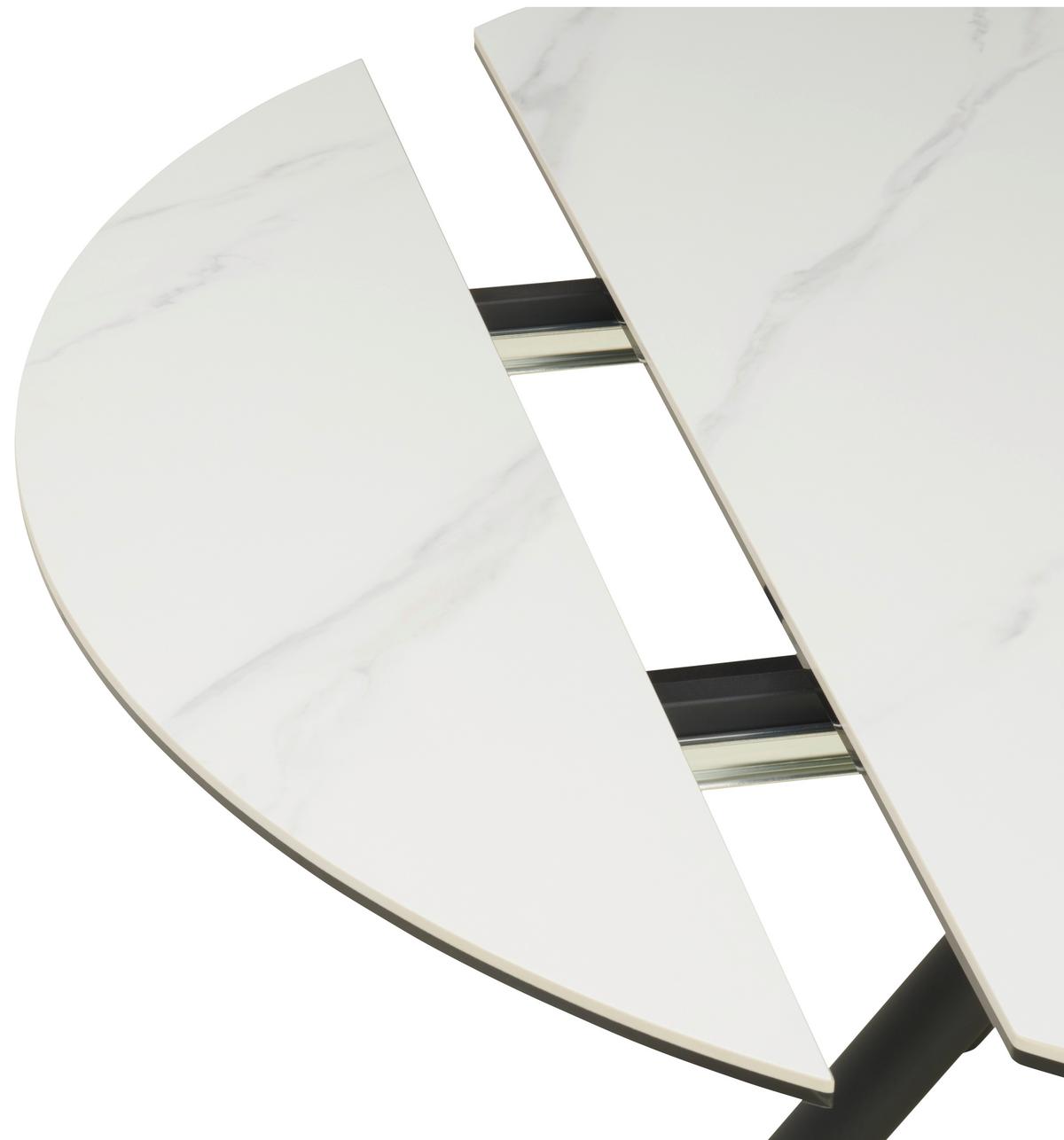 Esstisch Dalia - Schwarz/Weiß, LIFESTYLE, Glas/Keramik (80-130/75-77/130cm) - MID.YOU