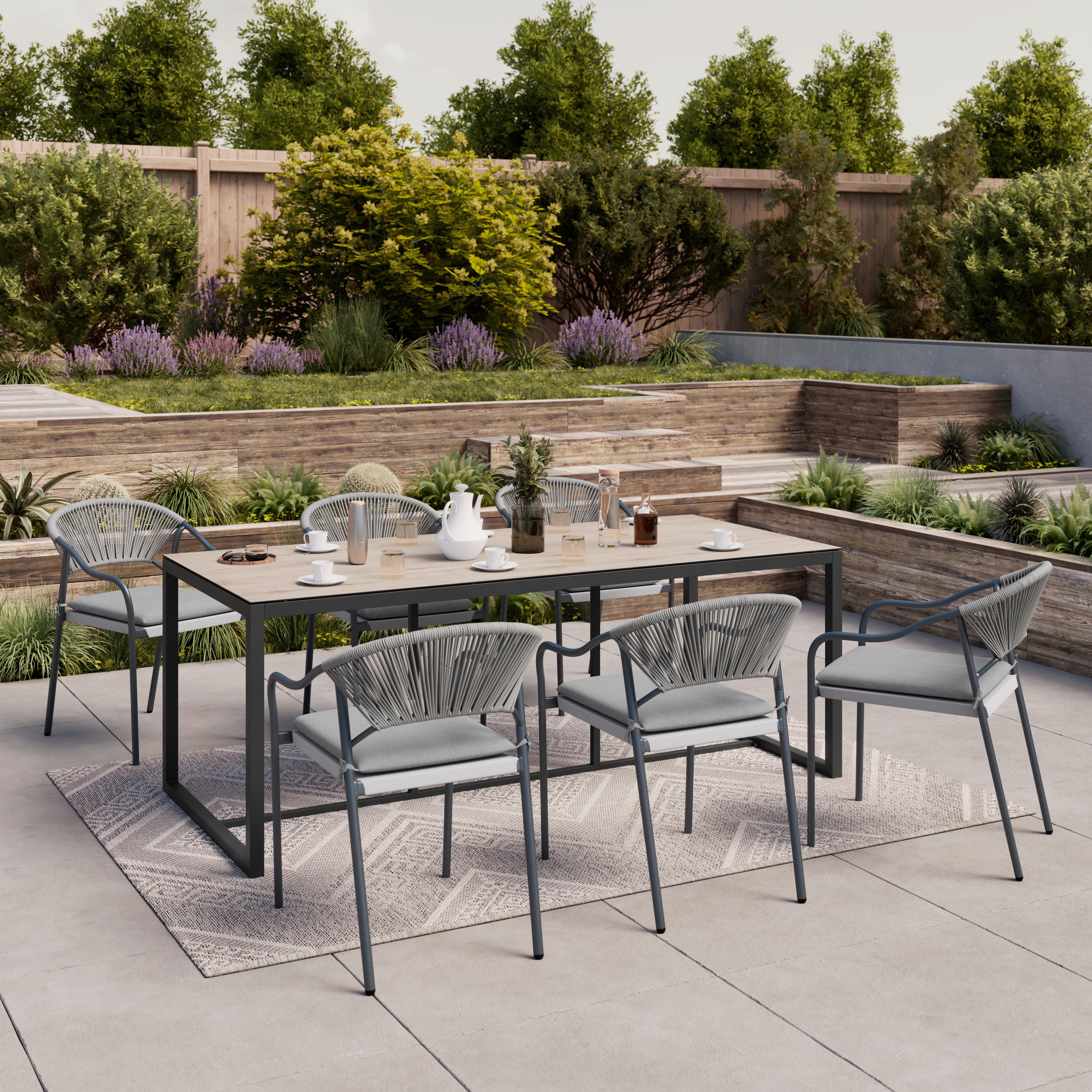 Gartensessel Lily Metall/kunststoff/textil - Dunkelgrau/Naturfarben, MODERN, Kunststoff/Textil (55/61/85cm) - Luca Bessoni