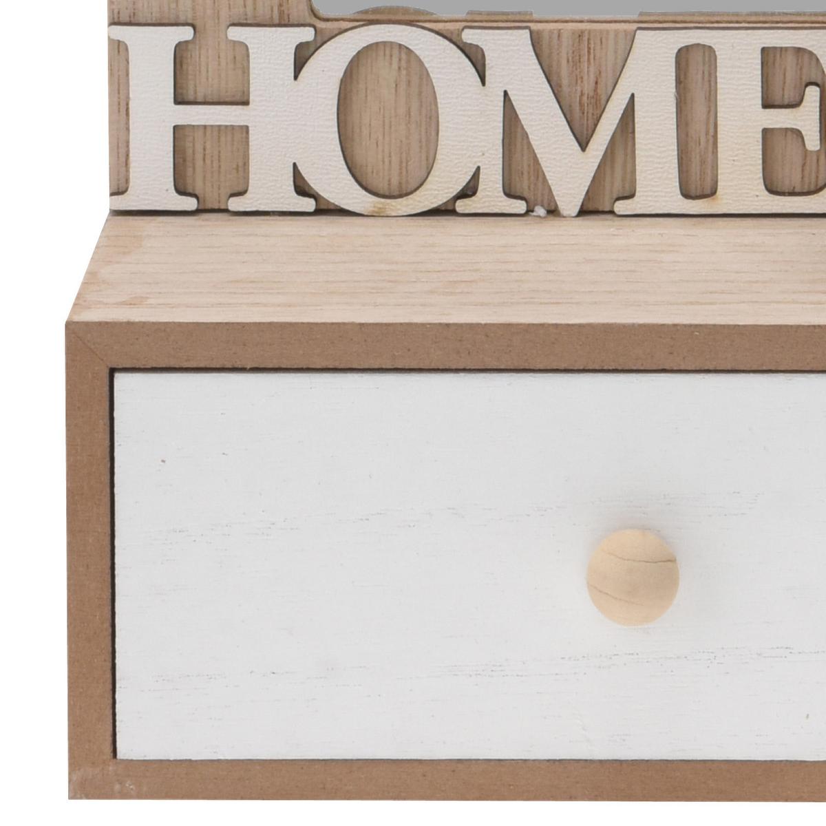Schlüsselkasten Hellbraun/Weiß 9x30 cm Mit Spiegel - Hellbraun/Weiß, Basics, Holz (17,5/9/30cm)