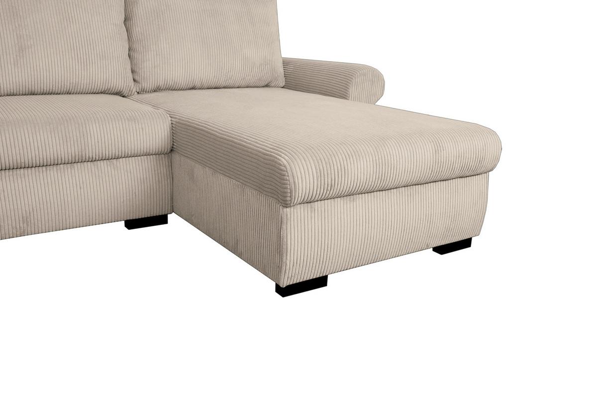 ECKSCHLAFSOFA Vasco, Beige LF: 233x168 cm - Beige/Schwarz, Trend, Textil (233/168cm)