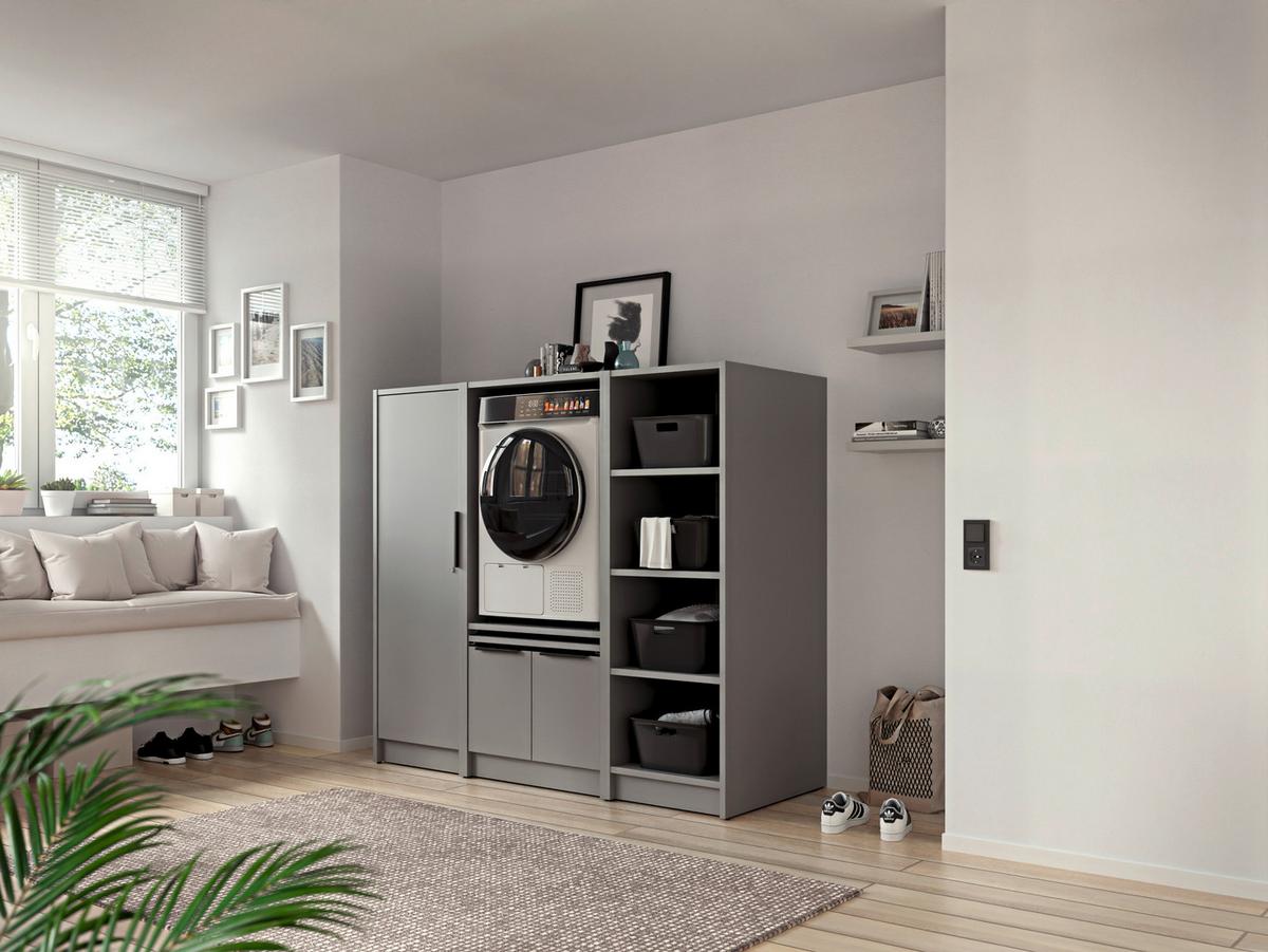 SKŘÍŇKA NAD PRAČKU TIDY HERO - šedá/černá, Basics, kov/kompozitní dřevo (70/150/68cm) - P & B