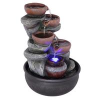 Zimmerbrunnen Fontana 5 Becken H: 40 cm mit Pumpe - Schwarz/Grau, Basics, Kunststoff (25/25/40cm) - Globo