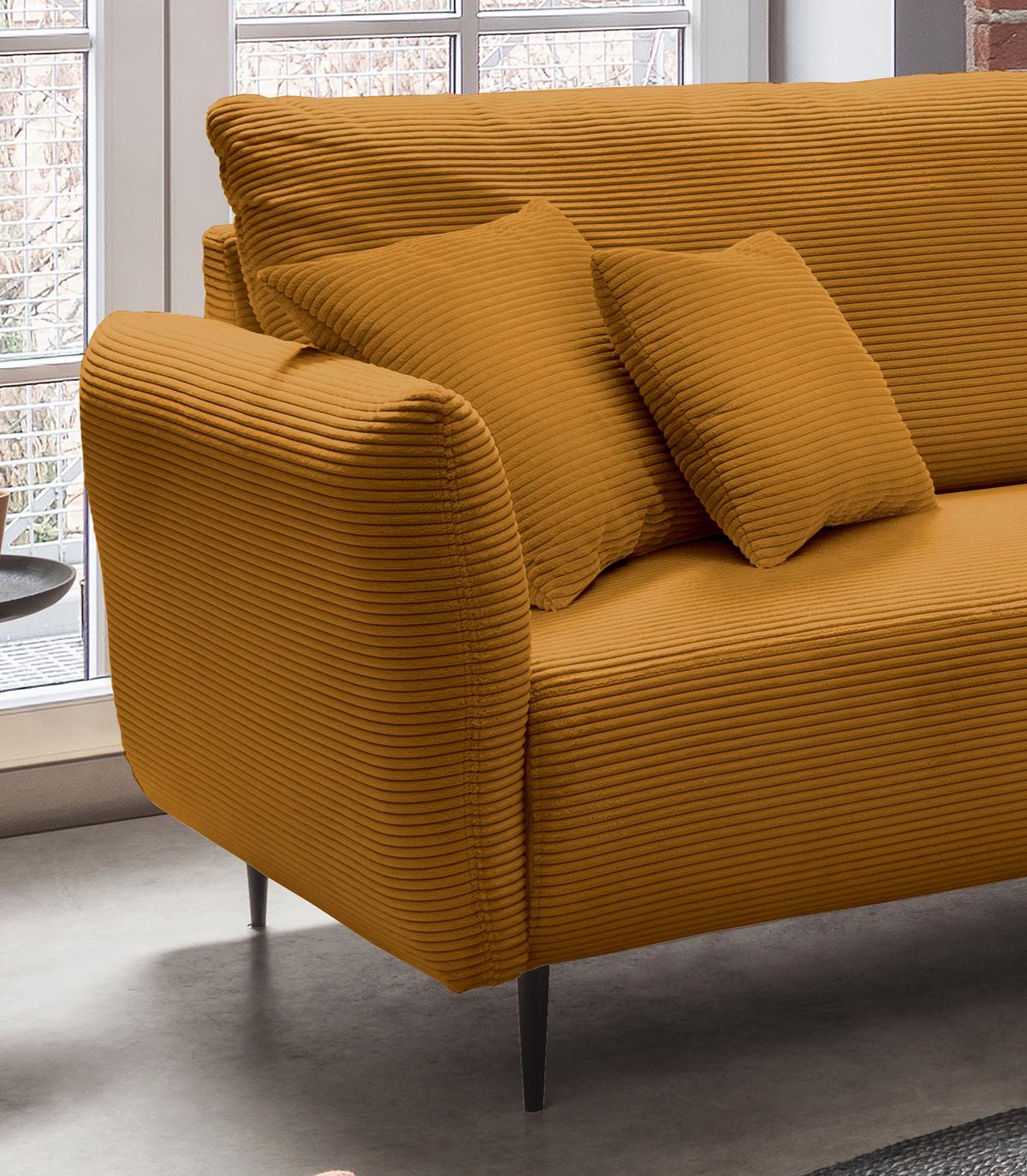 Ecksofa Vanilla Goldfarben S: 294x256 cm - Goldfarben/Schwarz, Design, Textil (294/256cm) - Livetastic