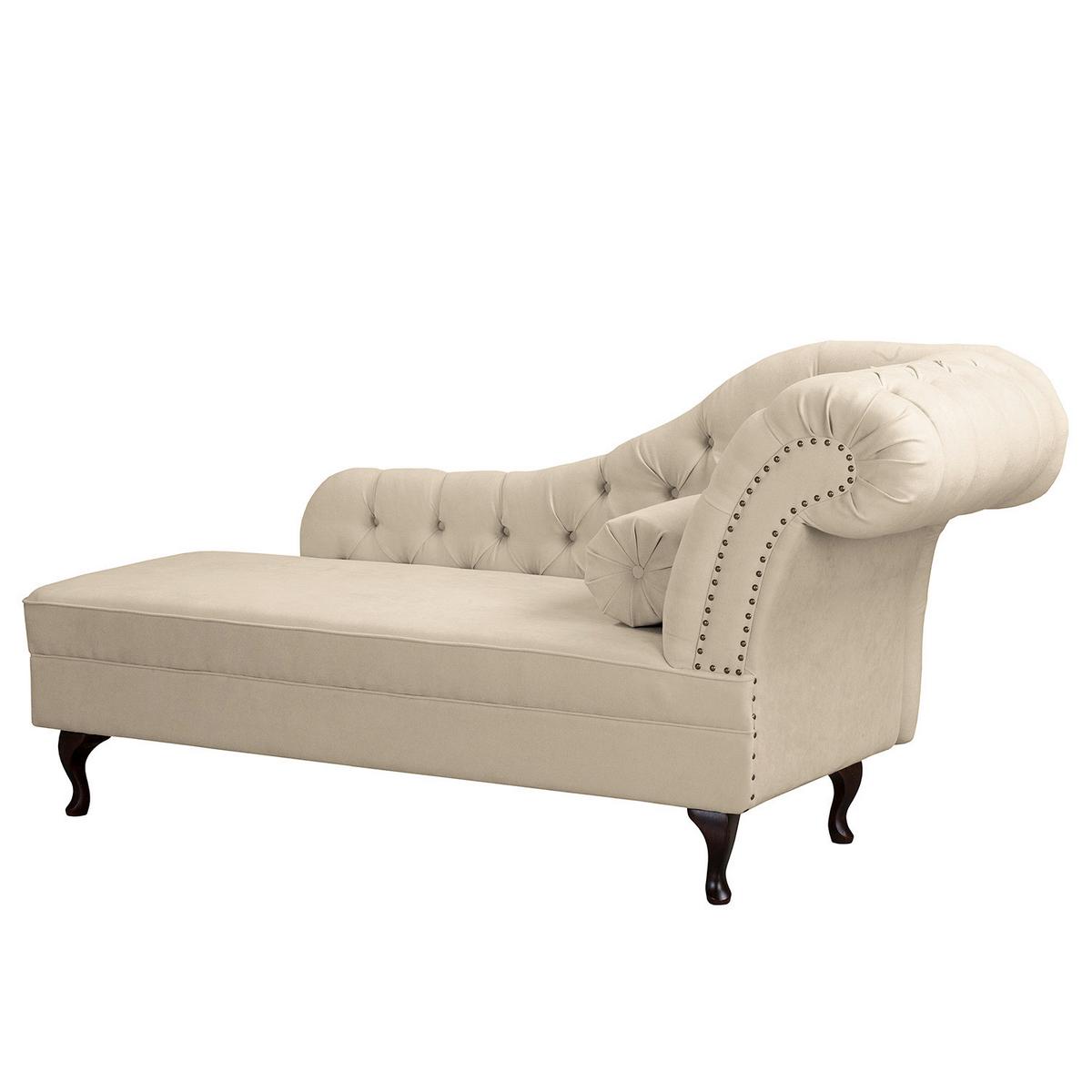 Récamiere Pako Creme B: 185cm - Creme/Braun, Design, Textil (185/93/75cm) - Livetastic