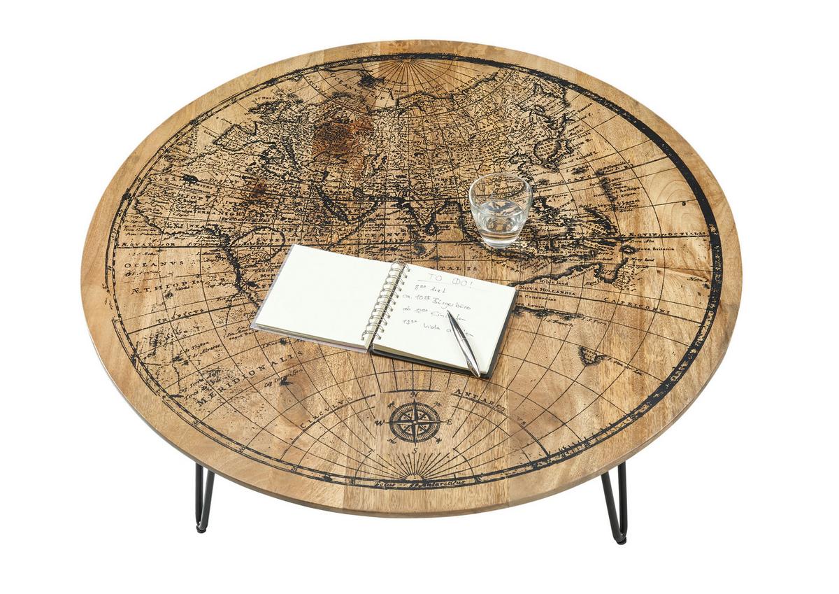 COUCHTISCH Napoca Braun/Schwarz L: 90cm - Schwarz/Braun, KONVENTIONELL, Holz/Metall (90/90/46cm) - MID.YOU