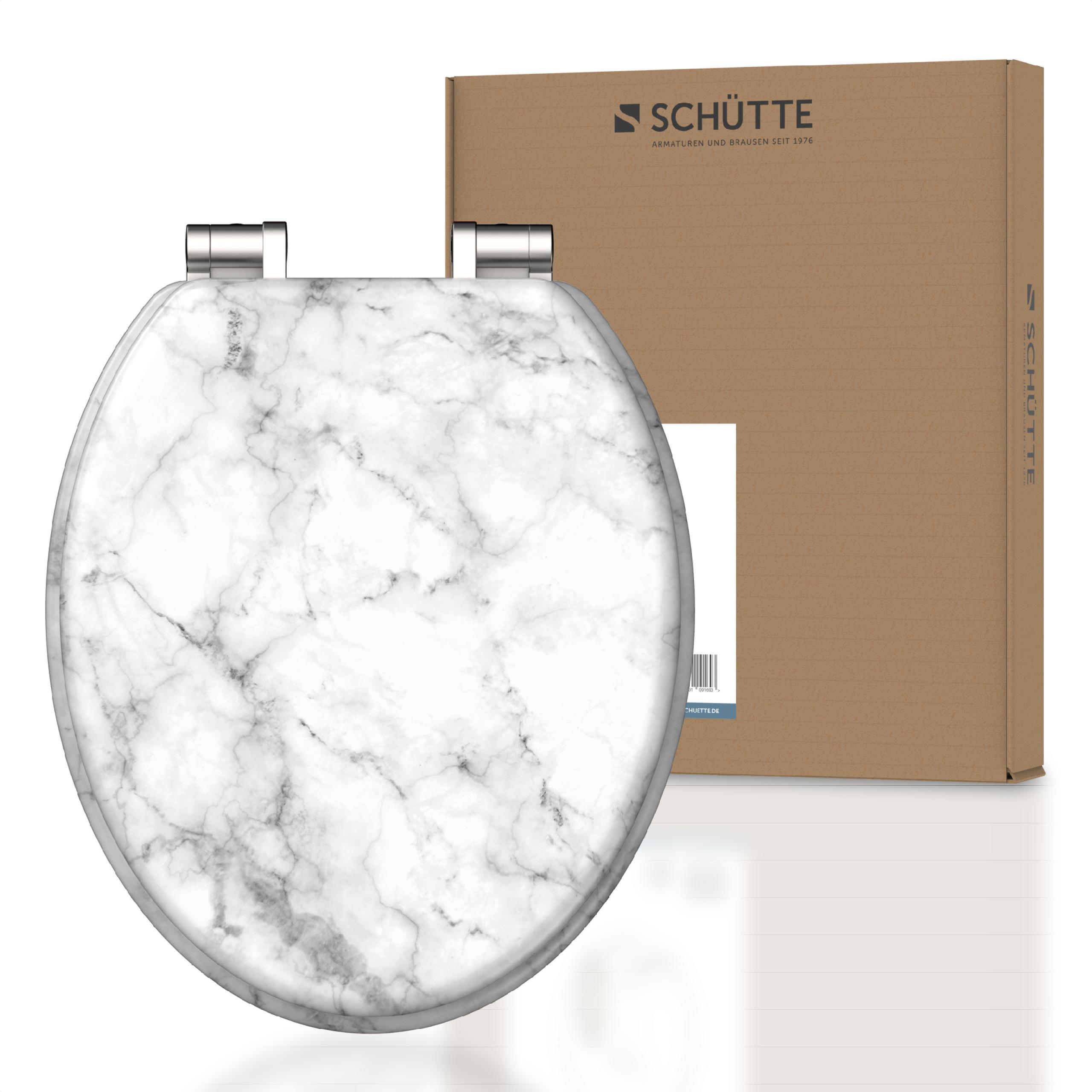 WC-Sitze Grau/Weiß B: 43,5 cm - Weiß/Grau, Design, Holzwerkstoff (43,5/5,5/37,5cm) - Schütte