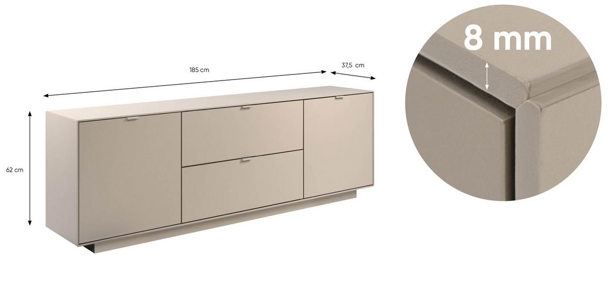 Kommode Sivas B: 185 cm Sandfarben - Sandfarben, Design, Holzwerkstoff (185/62/37,5cm) - MID.YOU