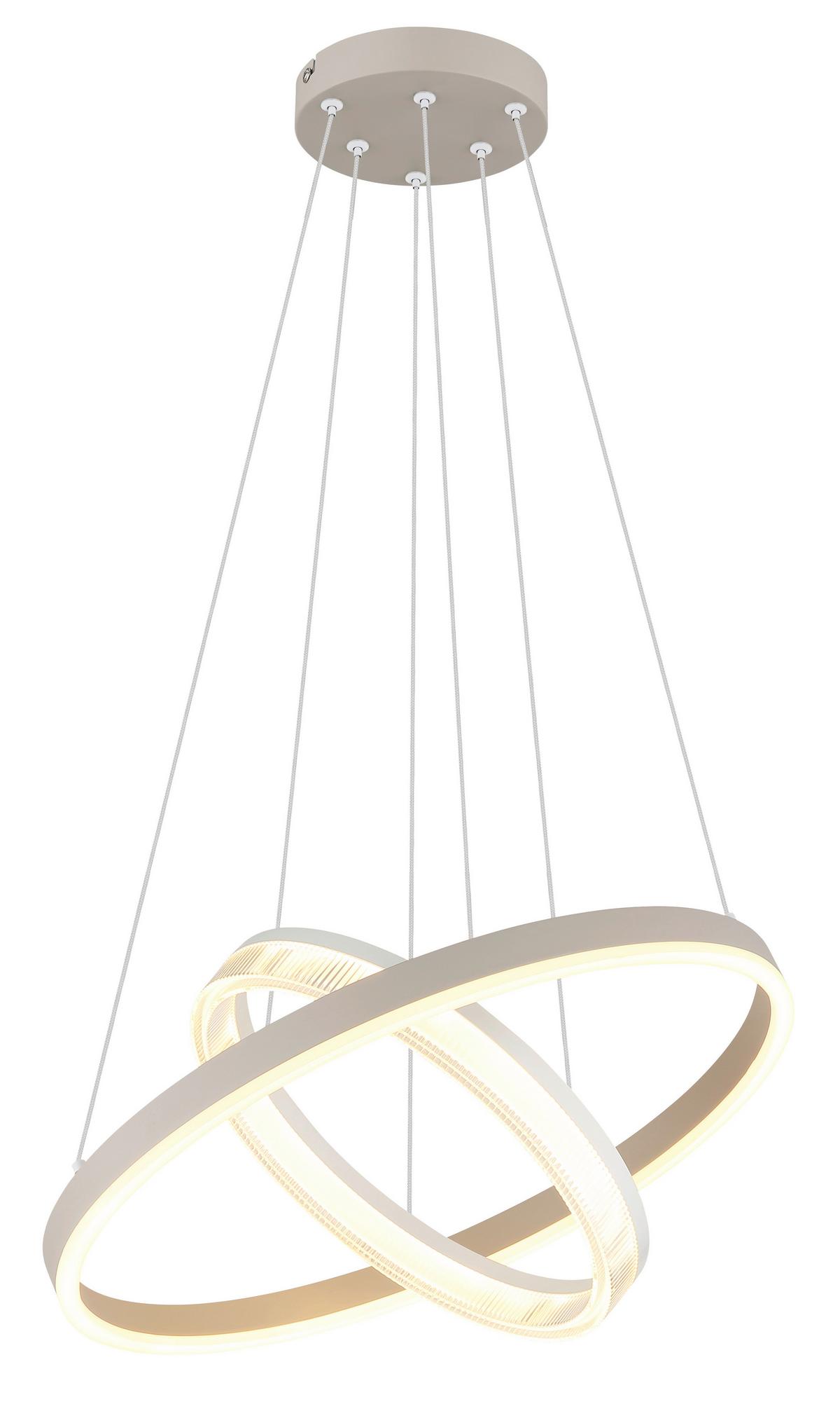 LED-Hängeleuchte 3000k, 30w - Sandfarben/Transparent, Design, Kunststoff/Metall (50/150cm) - Globo