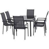 Gartengarnitur 7-tlg. Torino Aus Metall/glas/textil - Grau, MODERN, Glas/Textil (150/74/90cm) - Beldano