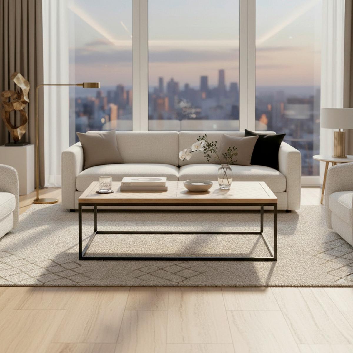 Konferenčný stolík CATALINA - čierna/farba duba, Modern, kov/drevo (120/60/40cm) - Livetastic