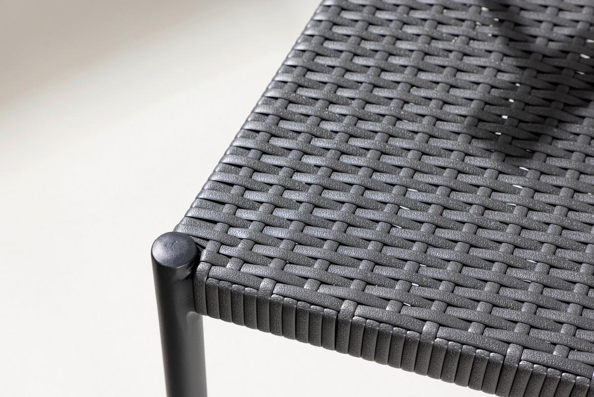Gartensessel-Set 6-Tlg. Stina Metall/Kunststoff - Schwarz, KONVENTIONELL, Kunststoff/Metall (47/79,5/49cm) - Gardenson