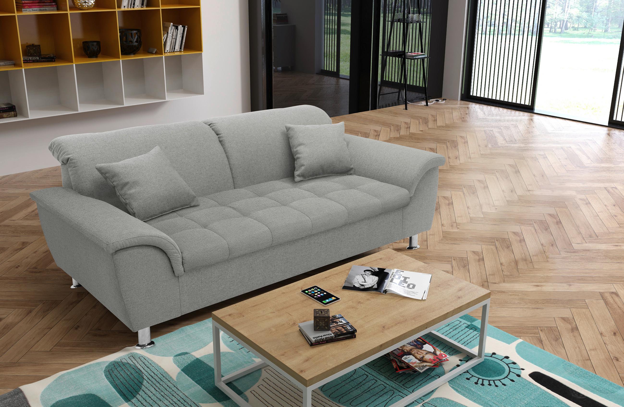 2-Sitzer-Sofa mit Kopfteil- Verstellung Franzi Mintgrün - Chromfarben/Mintgrün, KONVENTIONELL, Textil (210/81/105cm)