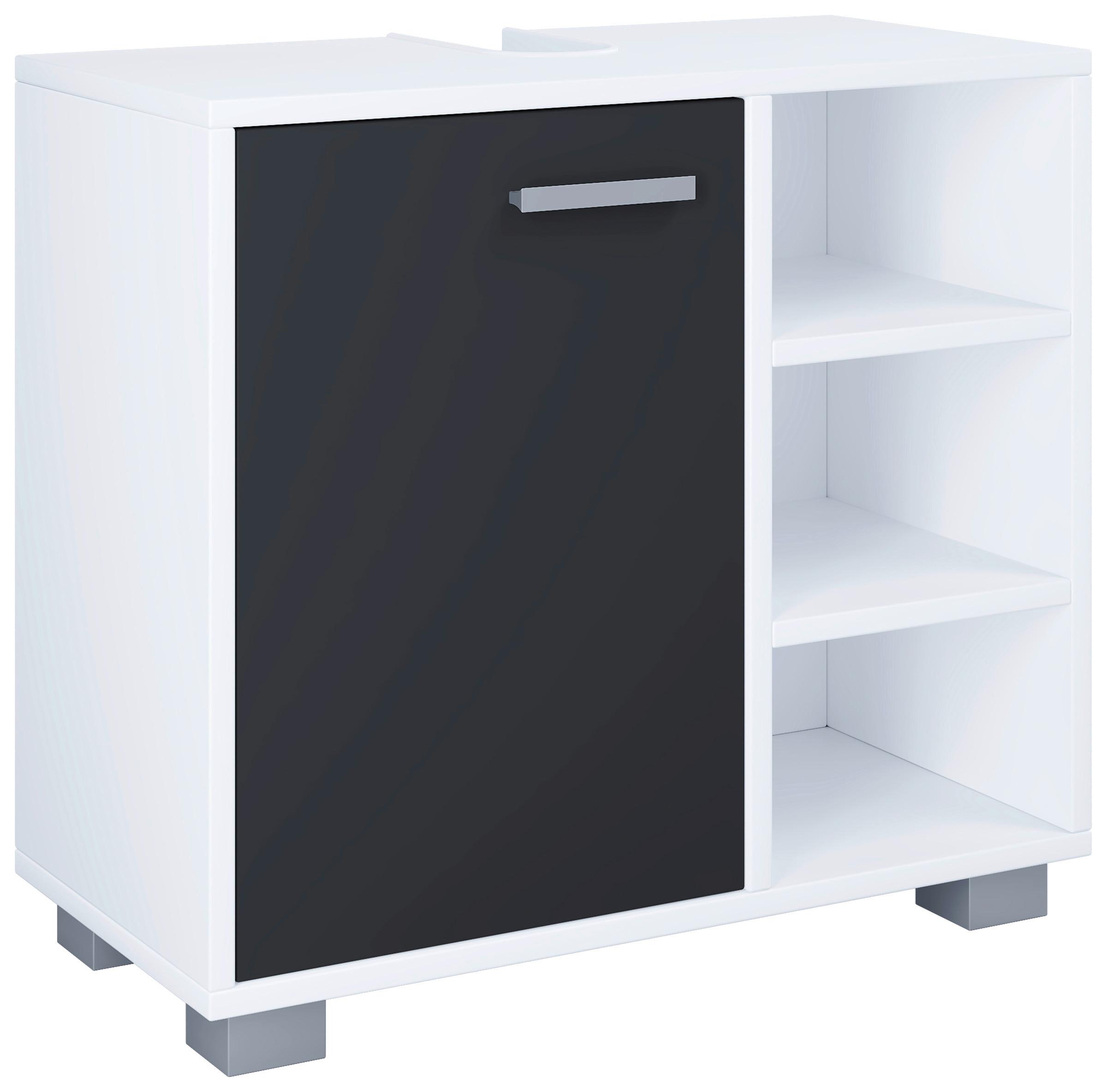 Waschbeckenunterschrank Zalo L B: 60cm Schwarz/Weiß - Schwarz/Weiß, MODERN, Holzwerkstoff (60/54,8/30cm) - MID.YOU