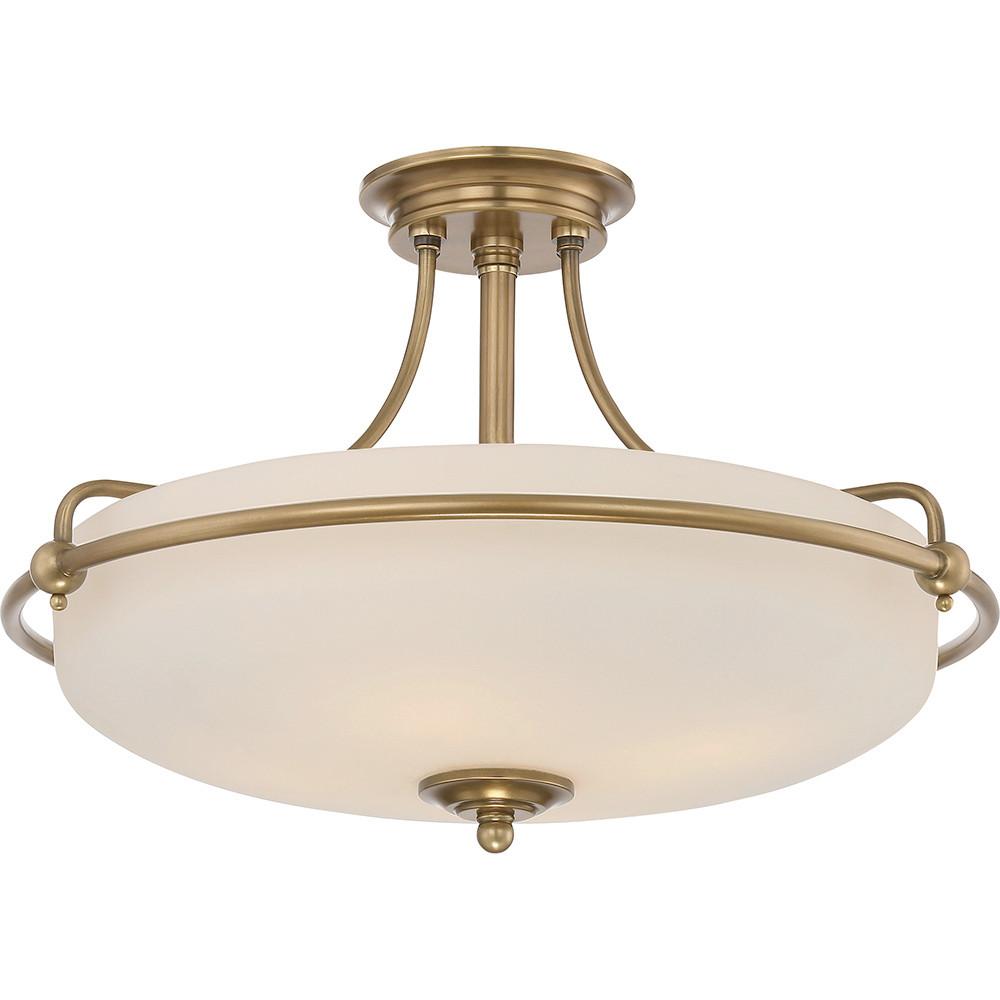 DECKENLEUCHTE QZ-GRIFFIN-SFM-WS - Messingfarben/Bronzefarben, Natur, Glas/Metall (52.8/35.6cm) - Elstead Lighting