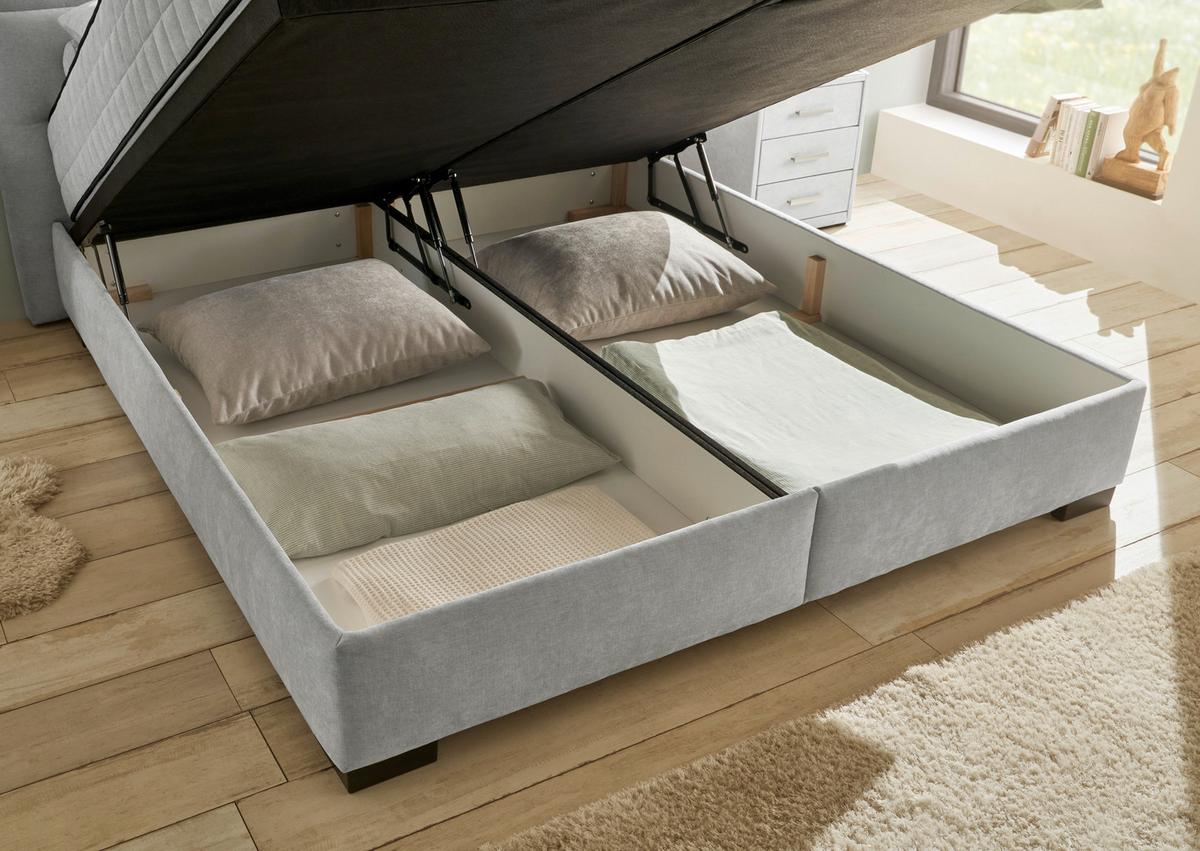 Boxbett Nagol A - Hellgrau/Schwarz, MODERN, Holzwerkstoff/Textil (160/200cm) - MID.YOU