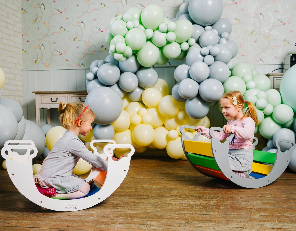 Wippe The Sway Rainbow - Multicolor/Grau, Basics, Holz (40/75/37cm)