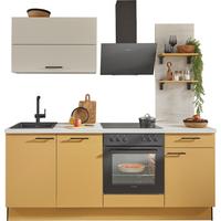 Küchenblock Pn105 / Pn80 - Currygelb/Kaschmir, Basics, Holzwerkstoff (205cm) - Pino