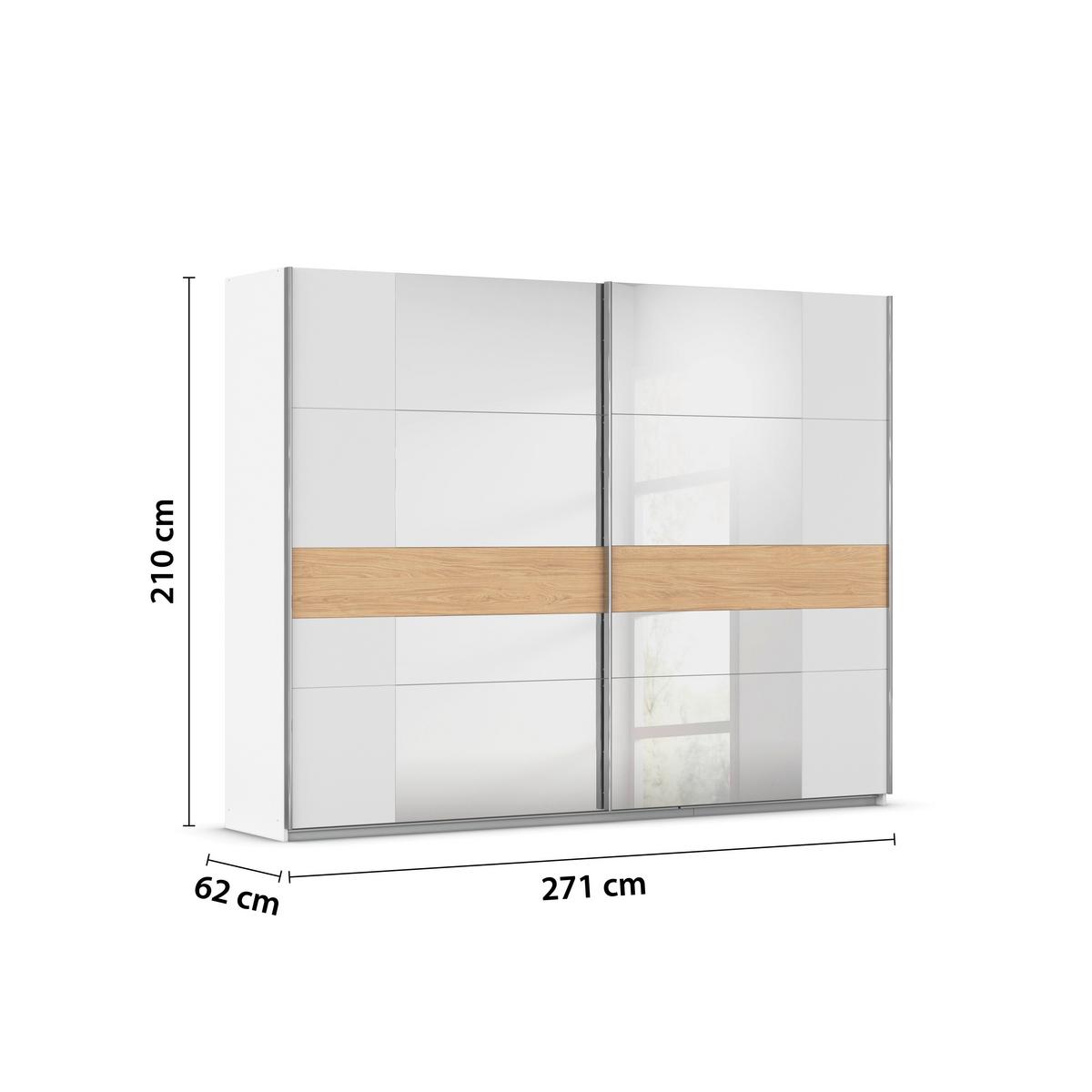 Schwebetürenschrank Calisto - Eichefarben/Weiß, KONVENTIONELL, Holzwerkstoff (270/210/57cm) - James Wood