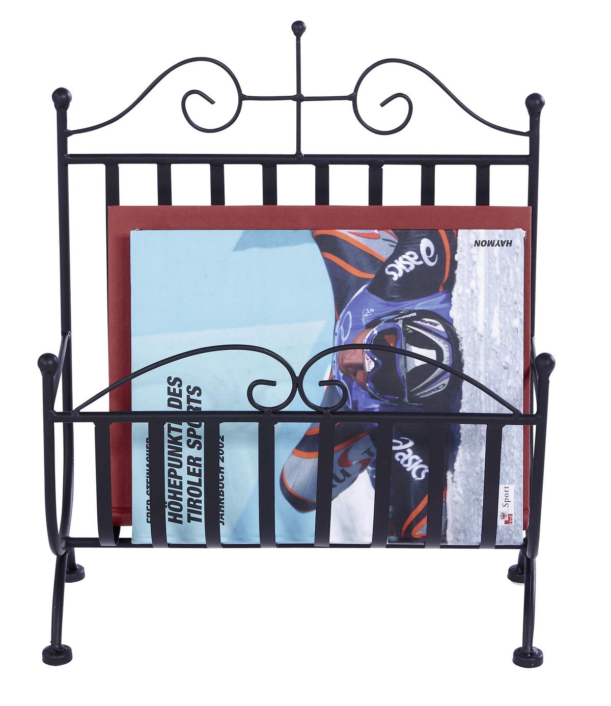 Zeitungsständer Hanne Stahlrohr Schwarz B: 37 cm - Schwarz, MODERN, Metall (37/40/18cm)