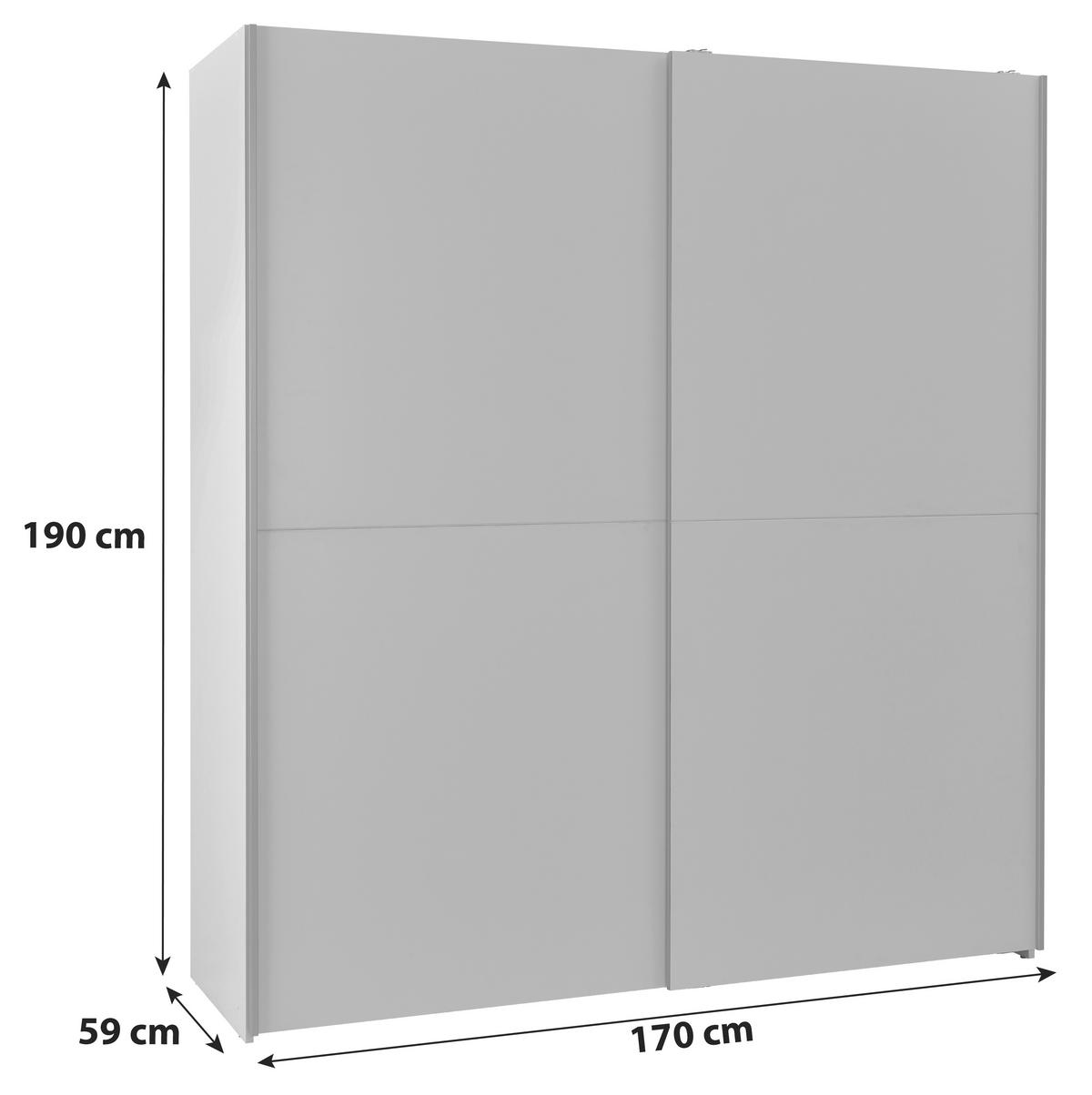 Schwebetürschrank Time Weiß, B: 170 cm - Weiß, Basics, Holzwerkstoff (170/191/59cm)