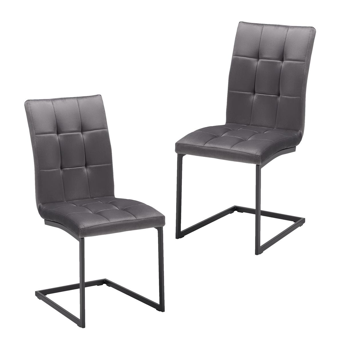 Dvoudílna sada židlí MELA tmavěšedá - černá/tmavě šedá, Moderní, kov/textil (44/95/60cm) - PBJ