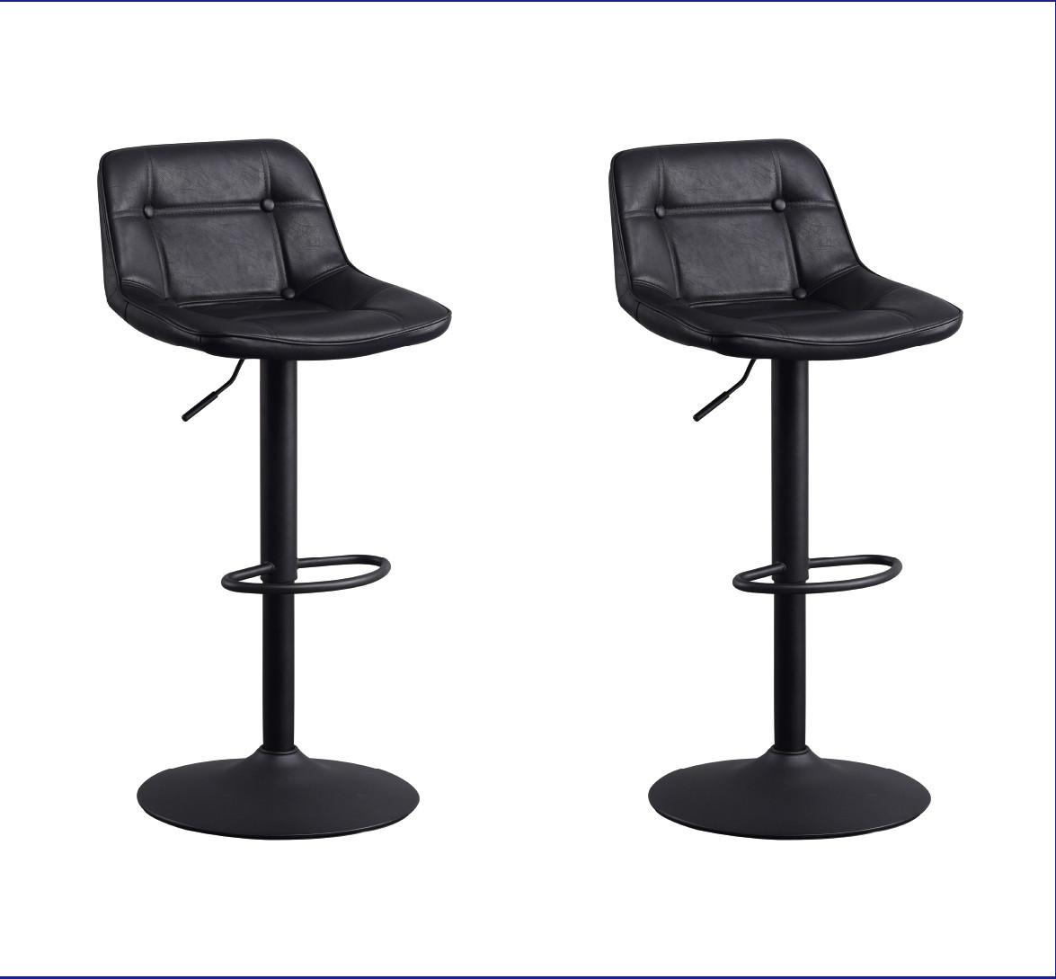 Barhocker-Set Ezra Schwarz B: 47 cm - Schwarz, MODERN, Textil/Metall (47/87/45cm) - MID.YOU