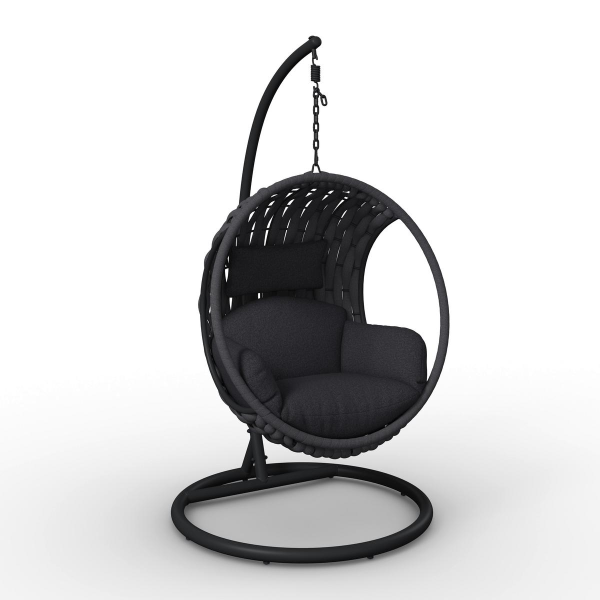 ZÁVESNÉ KRESLO MIRA - tmavosivá, Modern, kov/textil (107/196/120cm) - Bessagi Garden