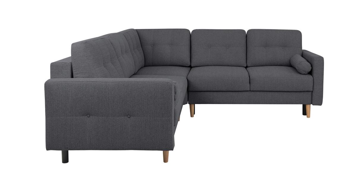 Ecksofa Noret Dunkelgrau S: 242x242 Cm - Dunkelgrau/Buchefarben, Design, Textil (242/242cm) - MID.YOU