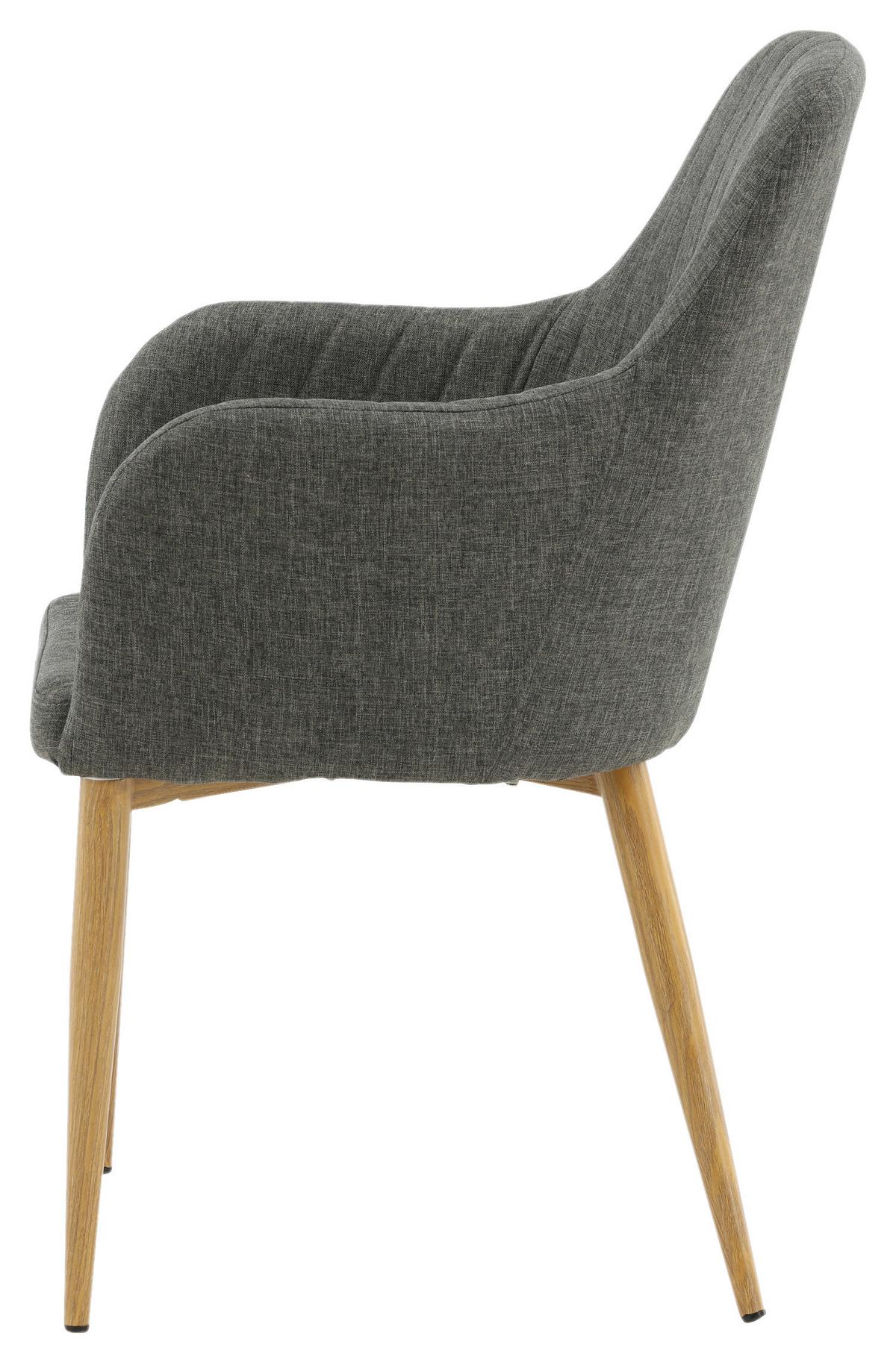 Stuhl-Set Comfort - Dunkelgrau/Naturfarben, Design, Textil/Metall (57/93/62cm) - Livetastic