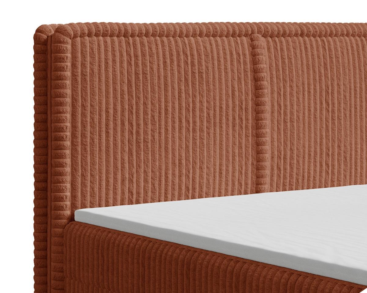 Boxbett Barcelona mit Topper 180x200 - Terracotta/Schwarz, MODERN, Holz/Kunststoff (180/200cm) - Livetastic