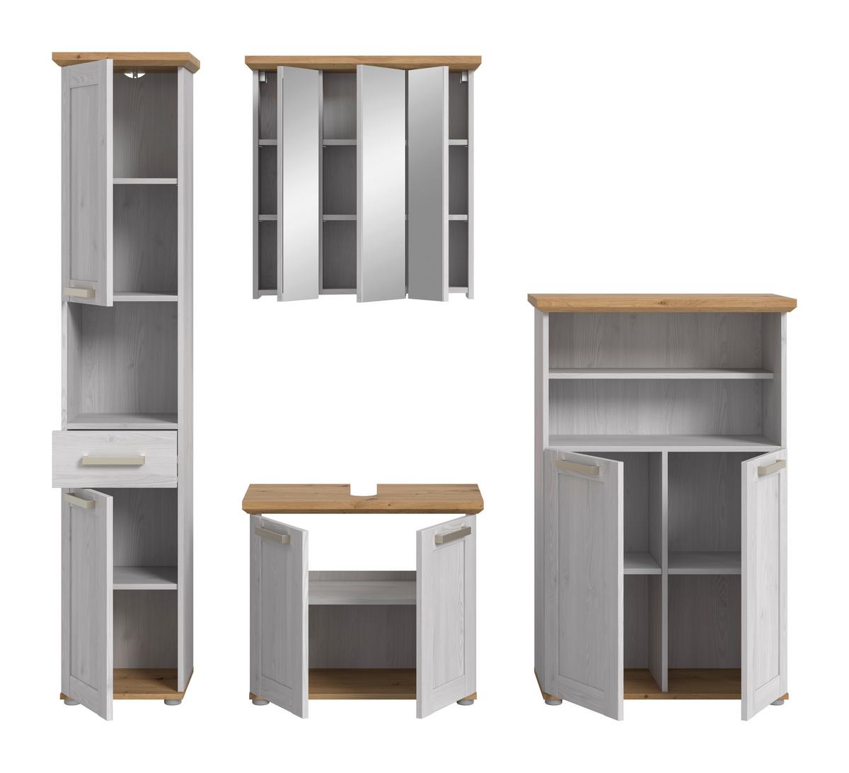Badezimmer Verona Lärchefarben/Eiche D. B: 182cm - Silberfarben/Lärchefarben, Trend, Glas/Holzwerkstoff (182cm) - MID.YOU
