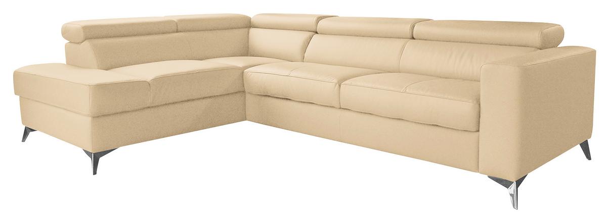 Ecksofa Mondo, Beige S: 208x286 Cm - Chromfarben/Beige, Design, Leder/Textil (208/286cm) - Livetastic