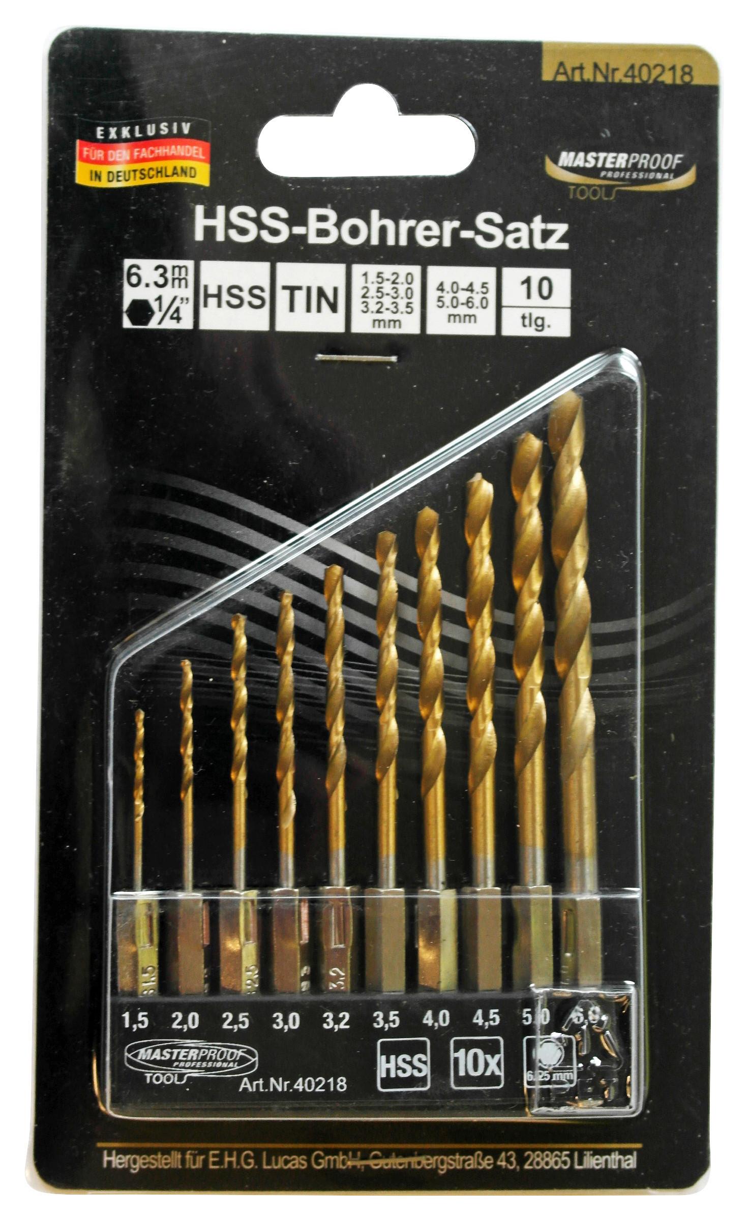Bohrersatz 10--Teilig. Ø 1,5-6 mm widerstandsfähig Holz/Metall - KONVENTIONELL, Metall