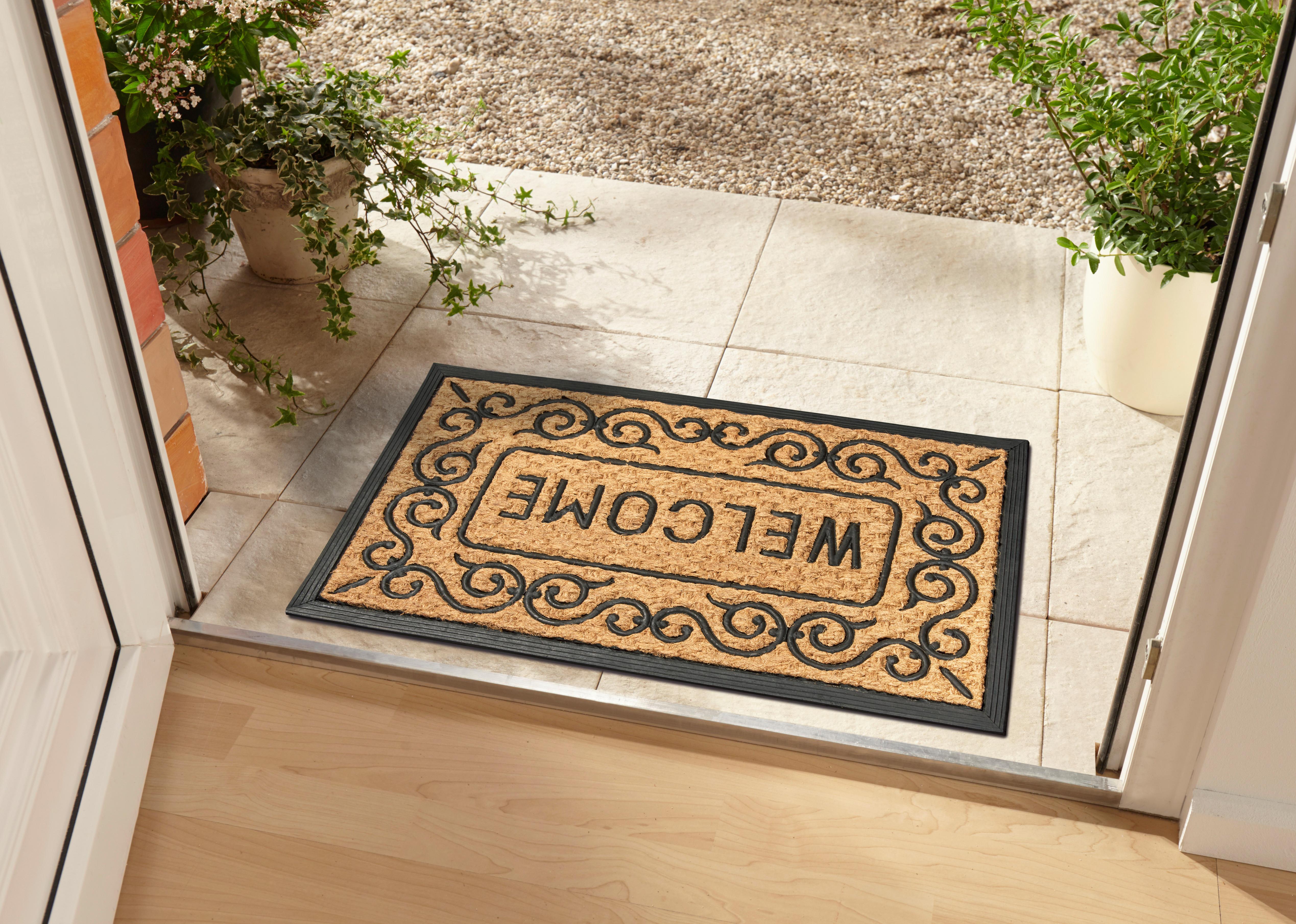 Kokosmatte Mix Mats Floral Border 45x75 - Hellbraun/Schwarz, Basics, Naturmaterialien/Kunststoff (45/75cm) - Esposa