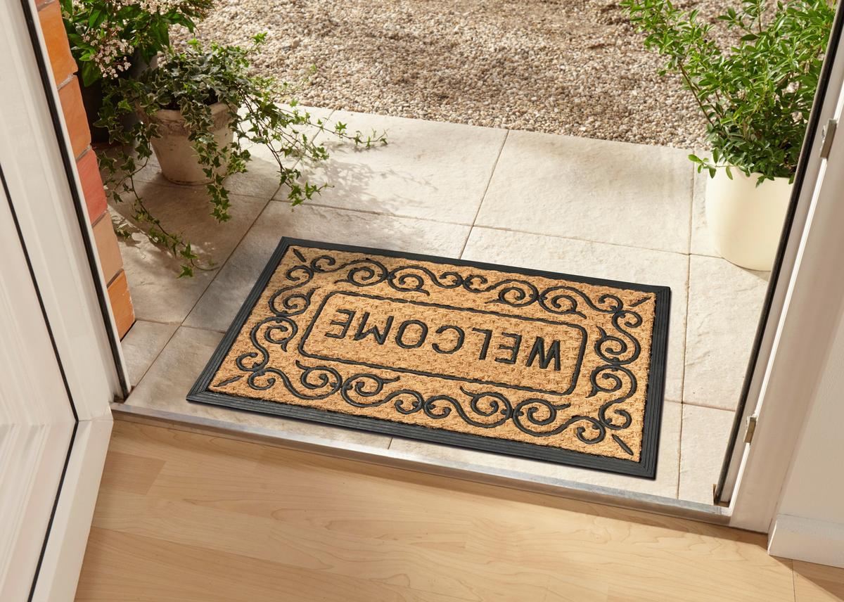 Kokosmatte Mix Mats Floral Border 45x75 - Hellbraun/Schwarz, Basics, Naturmaterialien/Kunststoff (45/75cm) - Esposa