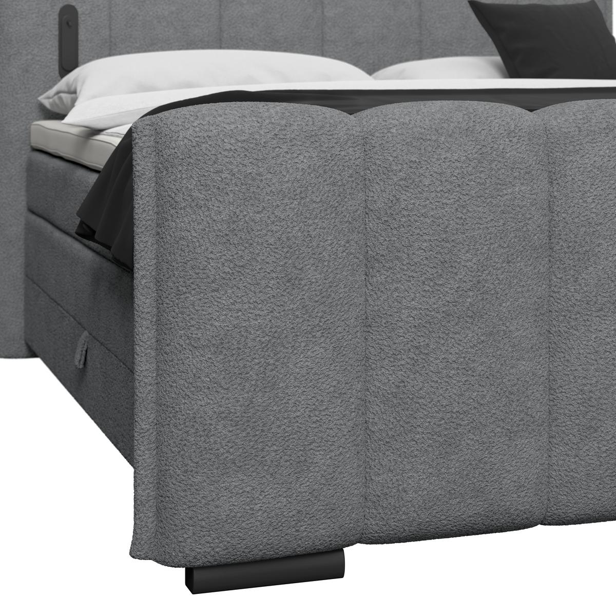Boxspringbett Elysia inkl. Bettkasten 200x200 - Dunkelgrau/Schwarz, Trend, Holz/Holzwerkstoff (200/200cm) - Luca Bessoni