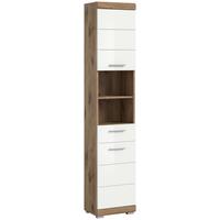 Hochschrank Wave Eichefarben Dekor Weiß Hg - Weiß Hochglanz/Eichefarben, MODERN, Holzwerkstoff (37/191/31cm) - MID.YOU