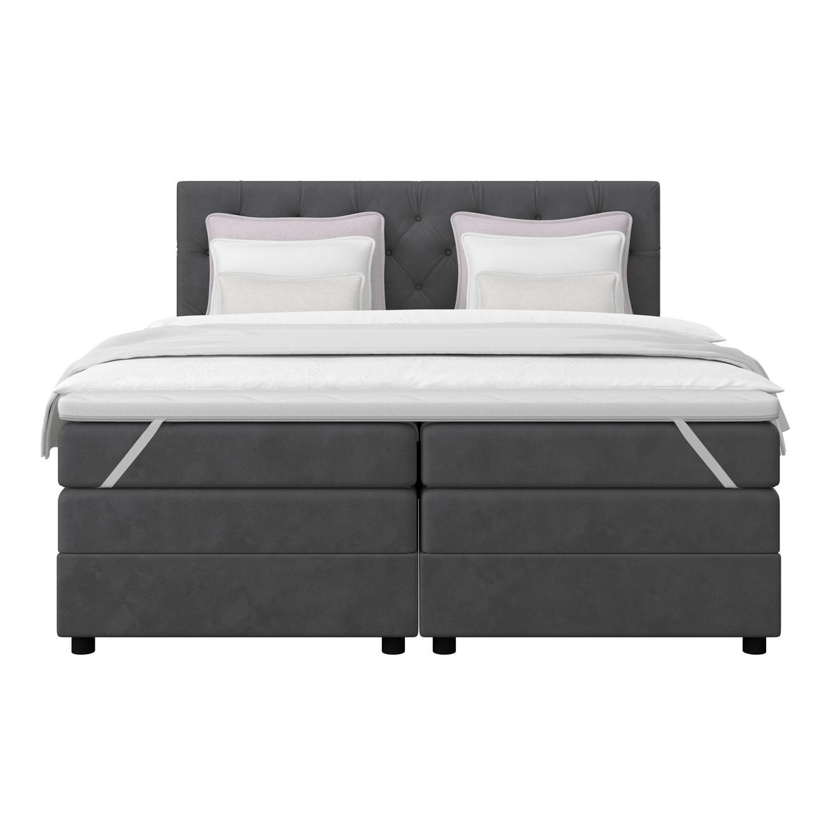 Boxspringbett Elio Graphitfarben 160x200 cm H4 - Schwarz/Graphitfarben, ROMANTIK / LANDHAUS, Textil (164/121/212cm) - James Wood