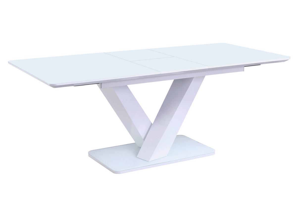 Tischgruppe Silberfarben/weiß B: 160-200cm - Silberfarben/Weiß, MODERN, Glas/Holzwerkstoff (160-200/90/77cm) - Livetastic