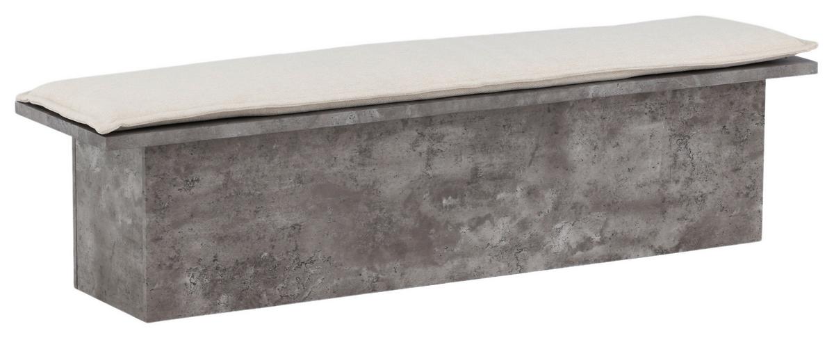 Sitzbank Kellogg - Weiß/Grau, Design, Holzwerkstoff/Textil (160/45/40cm) - Livetastic