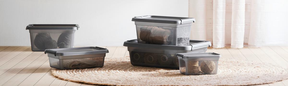 ÚLOŽNÝ BOX BLACKY - CA. 1,5L - černá/průhledné, Moderní, plast (14/19/9cm) - Mömax